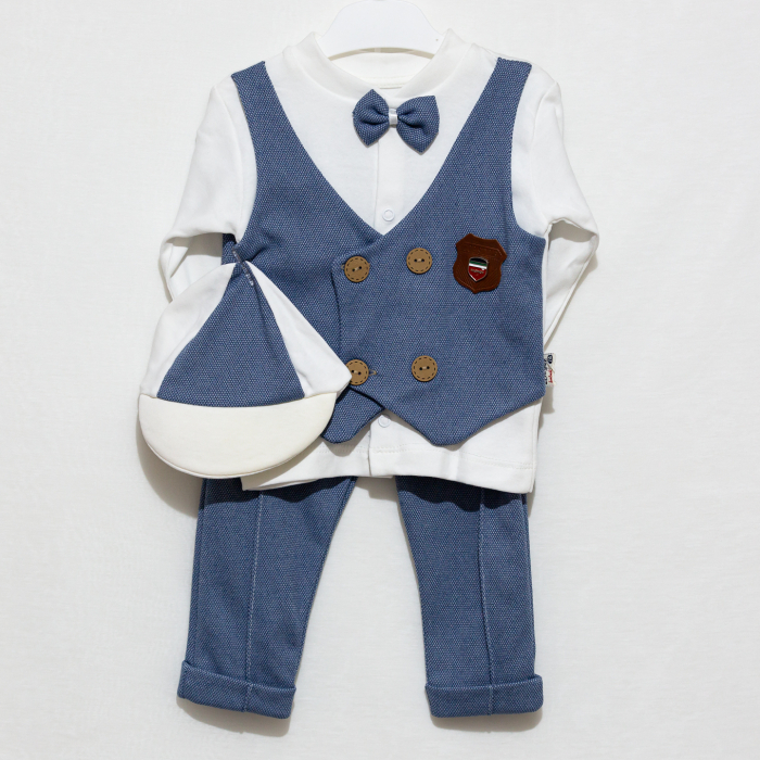 Compleu de 3 Piese pentru Copii -Bluza Pantaloni Sapca [4]