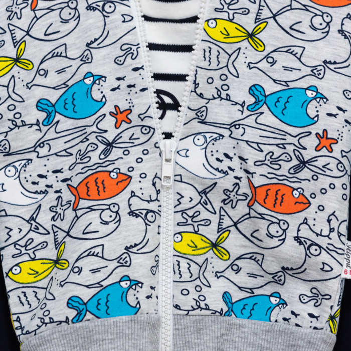 Compleu bebe hanorac cu bluza si pantaloni Fisherman [4]