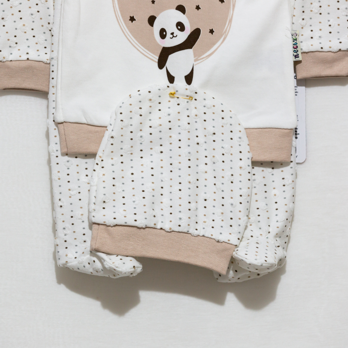 Set 3 piese bebe caciulita cu bluza si pantaloni Hello [3]