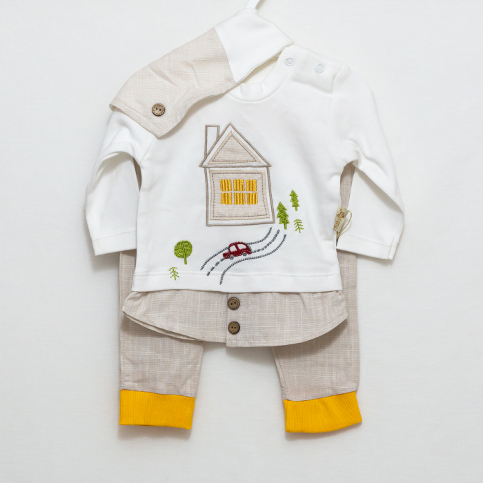 Set 3 piese Bebelusi Home- Bavetica, Bluza și Pantaloni [4]