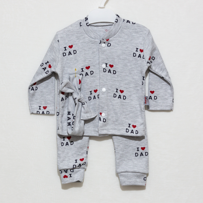 Compleu bebe bentita cu bluza si pantaloni I Love Dad [6]