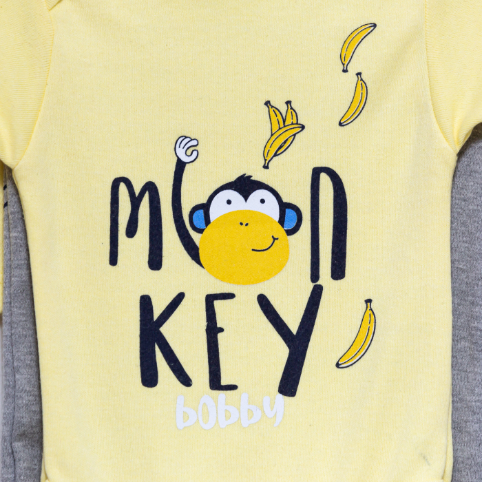 Compleu de 3 Piese pentru Copii Monkey-Caciulita Body Pantaloni [5]