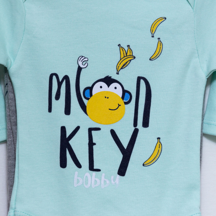 Compleu de 3 Piese pentru Copii Monkey-Caciulita Body Pantaloni [9]