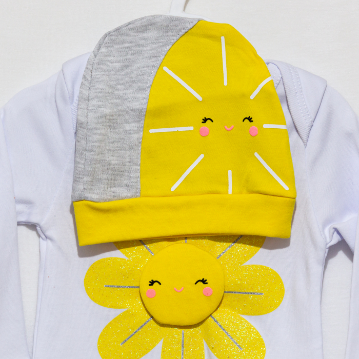 Set Bebe Fetiță Sunshine- Body, Pantaloni și Caciulita [2]