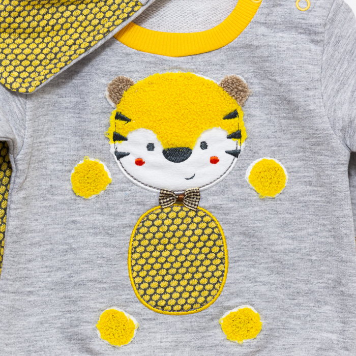 Set 3 piese bebe bavetica cu bluza si pantaloni Tiger [3]