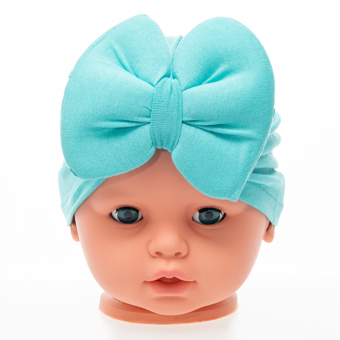 Set 3 piese bebe turban si 2 bentite Turqoise [6]