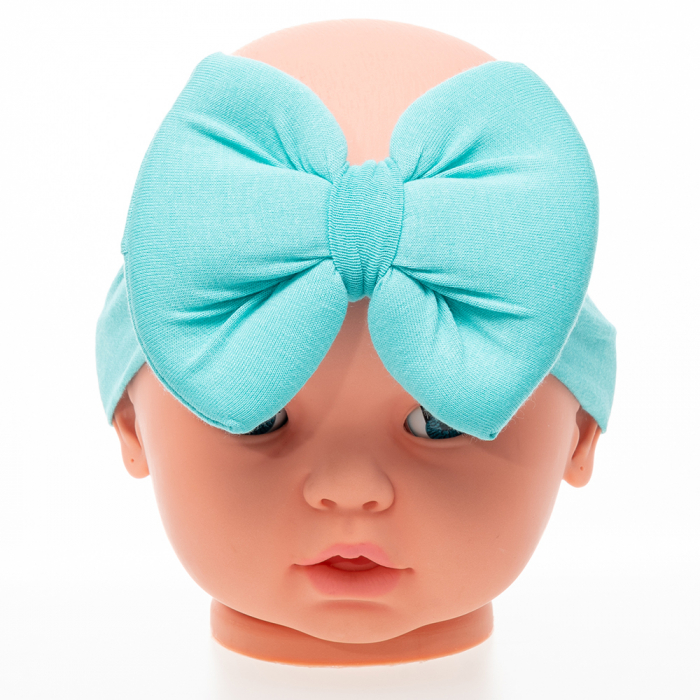 Set 3 piese bebe turban si 2 bentite Turqoise [3]