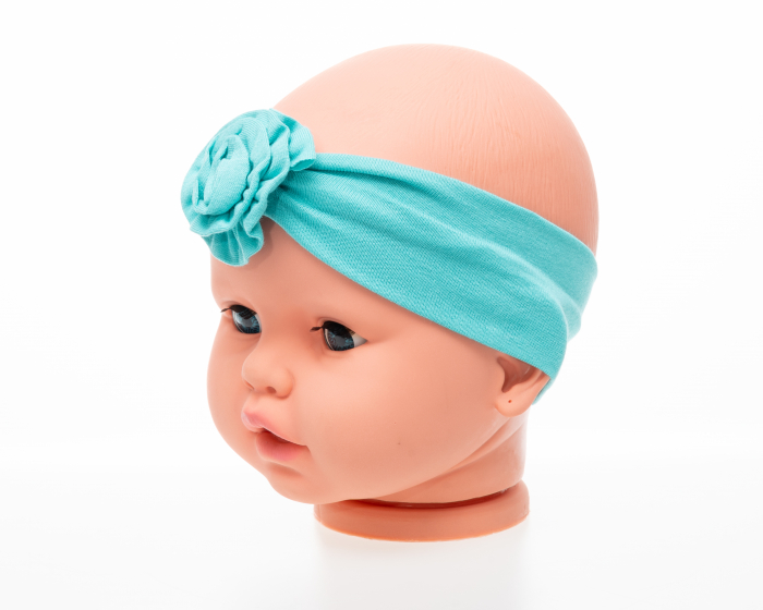 Set 3 piese bebe turban si 2 bentite Turqoise [7]