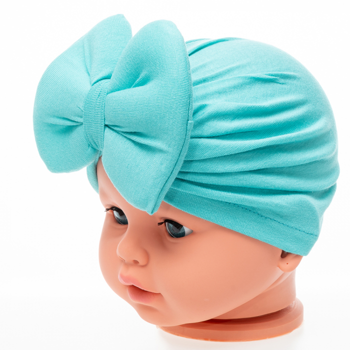 Set 3 piese bebe turban si 2 bentite Turqoise [5]