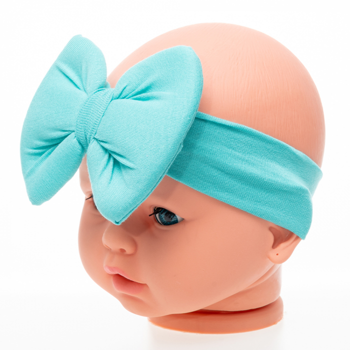 Set 3 piese bebe turban si 2 bentite Turqoise [2]