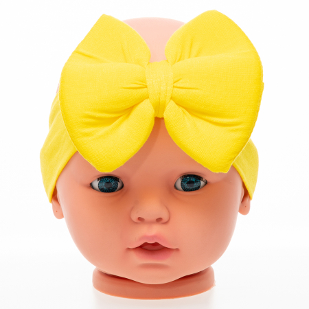 Set 3 piese bebe turban si 2 bentite Galben 6-12 luni [2]