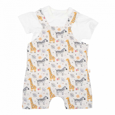 Compleuri - Set 2 piese - Salopeta si body din bumbac organic Safari