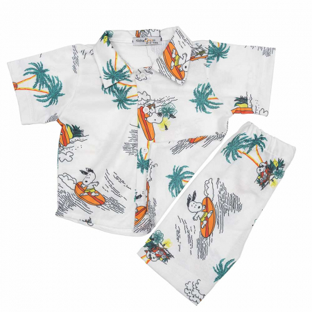 Compleuri - Set 2 piese - costum pentru baieti Snoopy camasa si pantaloni scurti