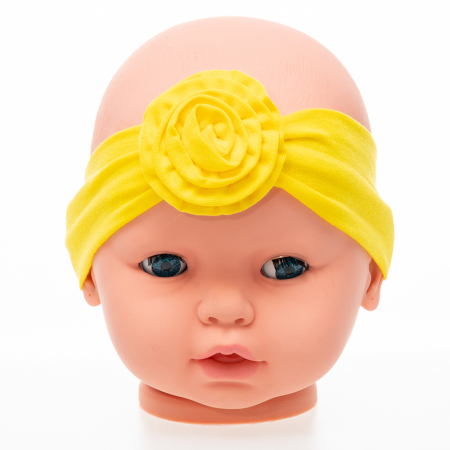 Set 3 piese bebe turban si 2 bentite Galben 6-12 luni [4]