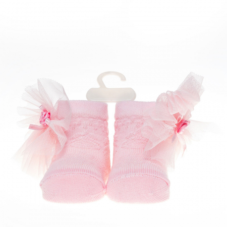 Set 2 piese bebe bentita si o pereche de sosete model floricica roz [2]