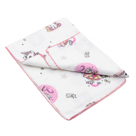 Pături-Port bebe - Patura bebelus bumbac Unicorn| Paturi copii