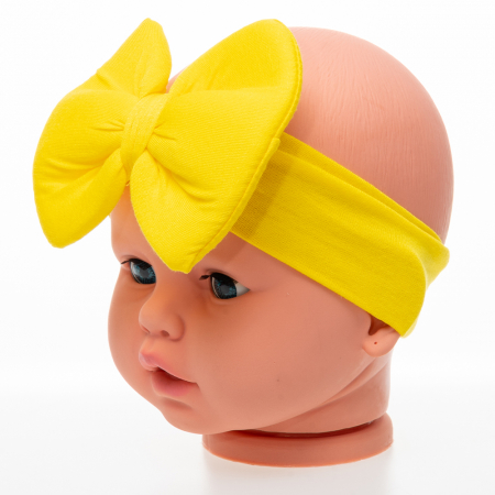 Set 3 piese bebe turban si 2 bentite Galben 6-12 luni [1]