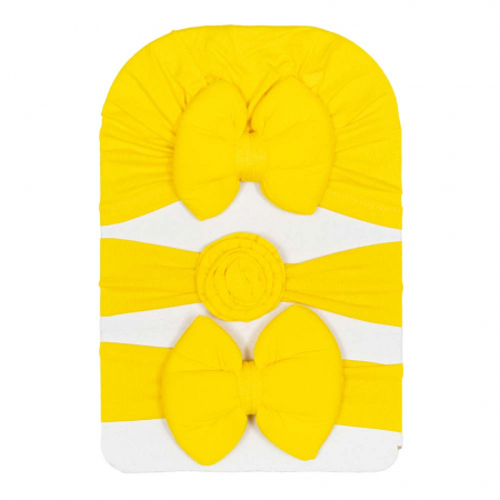 Set 3 piese bebe turban si 2 bentite Galben 6-12 luni [0]