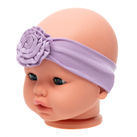 Set 3 piese bebe turban si 2 bentite Lila [3]