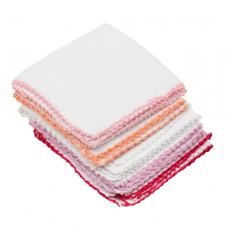 Bavețele-Batistuțe - Set 10 batiste/prosopele roz pentru bebelusi