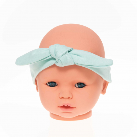 Căciulițe-Bentițe-Turbane-Papioane - Bentiță bebe cu fundiță din bumbac organic