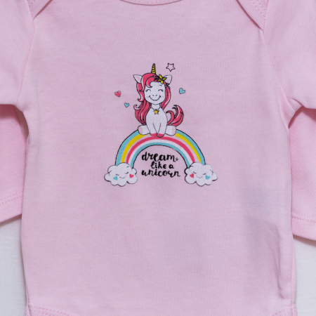 Body Unicorn, Moțat, material 100% bumbac, roz [1]