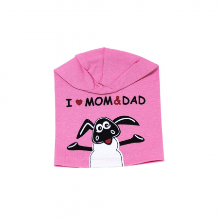 Căciulițe-Bentițe-Turbane-Papioane - Căciuliță bebe I love Mom&Dad bumbac organic