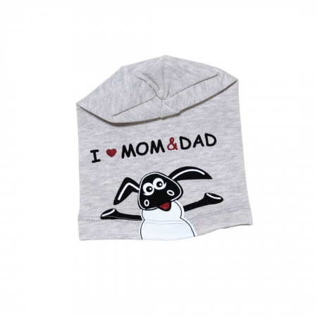 Căciulițe-Bentițe-Turbane-Papioane - Căciuliță bebe I love Mom&Dad bumbac organic