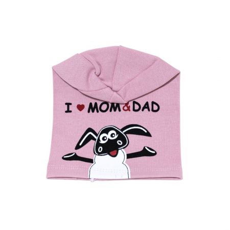 Căciulițe-Bentițe-Turbane-Papioane - Căciuliță bebe I love Mom&Dad bumbac organic