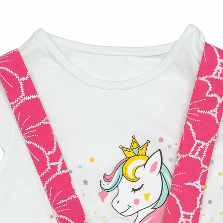 Set de vara fete Unicorn tricou si fustita tip sarafan [2]