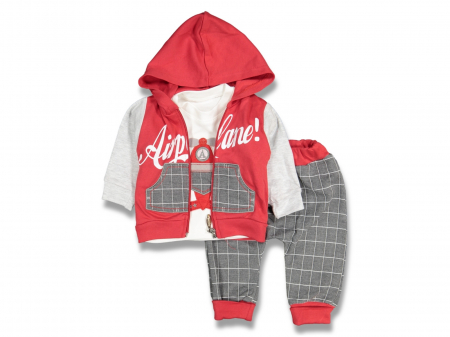 Compleuri - Set 3 piese - Compleu copii hanorac bluza pantaloni Airplane