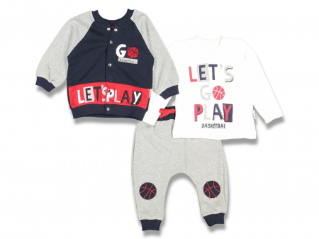Compleuri - Set 3 piese - Compleu bebe jacheta bluza panataloni Basketball