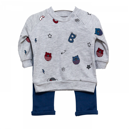 Compleuri - Set 2 piese - haine bebelusi baieti Bear bluza pantaloni