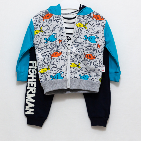 Compleu bebe hanorac cu bluza si pantaloni Fisherman [4]