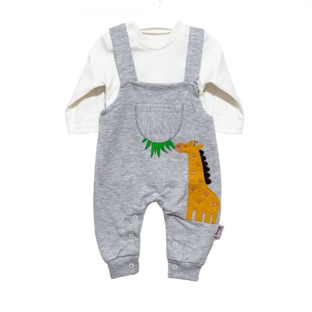 Compleuri - Set 2 piese - Salopeta cu bluza bebe Girafa