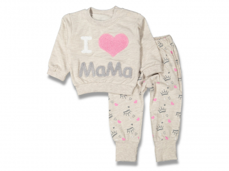 Compleuri - Set 2 piese - Set 2 piese copii I love mama bluza si pantaloni