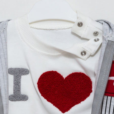 Set 3 piese bebe hanorac cu bluza si pantaloni I Love Papa [2]