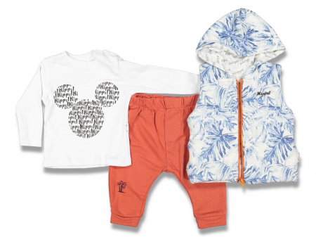 Compleuri - Set 3 piese - Compleu bebe vesta cu bluza si pantaloni Mickey Mouse