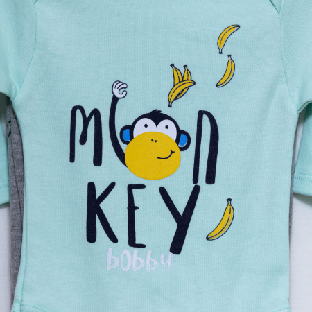 Compleu de 3 Piese pentru Copii Monkey-Caciulita Body Pantaloni [8]