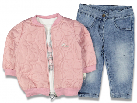 Compleuri - Set 3 piese - Set de 3 Piese pentru Fetițe - Jacheta, Bluza și Blugi