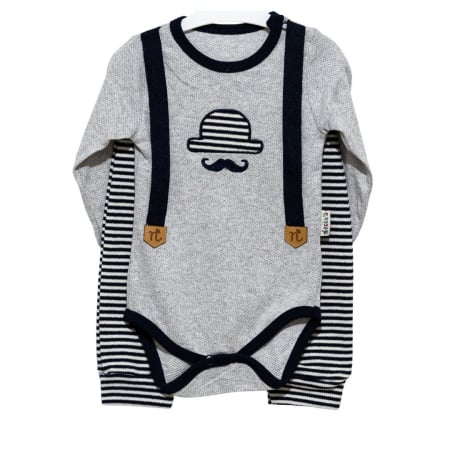 Compleuri - Set 2 piese - costumas bebelusi Moustache body si pantaloni
