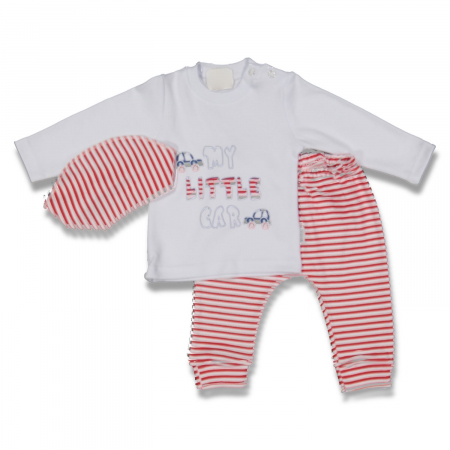 Compleuri - Set 3 piese - Compleu copii bavetica cu bluza si pantaloni My Little Car