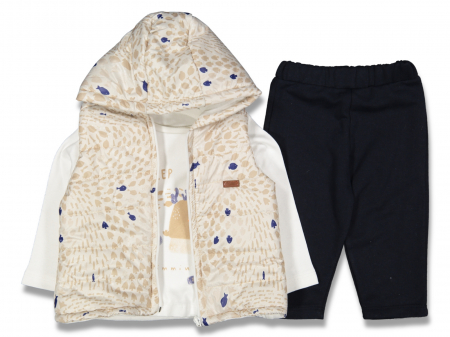 Compleuri - Set 3 piese - Compleu copii vesta cu bluza si pantaloni Pestisori