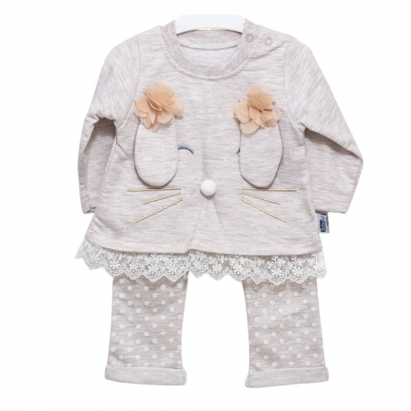 Compleuri - Set 2 piese - Compleu bebe bluza si pantaloni Pisicuta