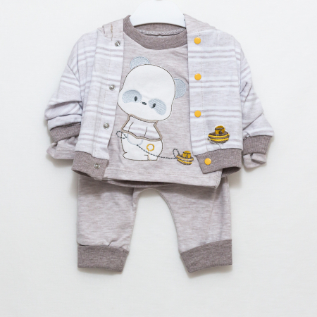 Compleu bebe hanorac cu bluza si pantaloni Ursulet [4]