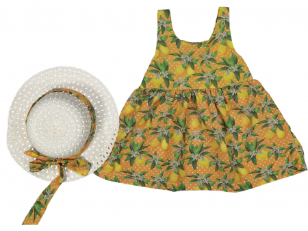 Rochițe - Rochita bebe cu palarie Penelope, colectia Motat - Bridgerton