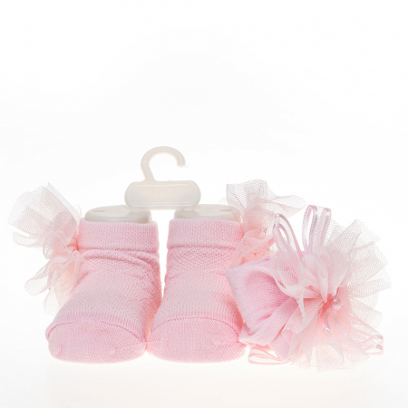 Set 2 piese bebe bentita si o pereche de sosete model fundita roz [6]