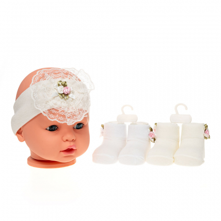 Acasă - Set 3 piese bebe șosete și bentiță|Designuri Adorabile