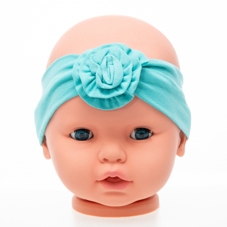 Set 3 piese bebe turban si 2 bentite Turqoise [3]