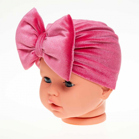 Căciulițe-Bentițe-Turbane-Papioane - Turban din catifea pentru fetite cu fundita
